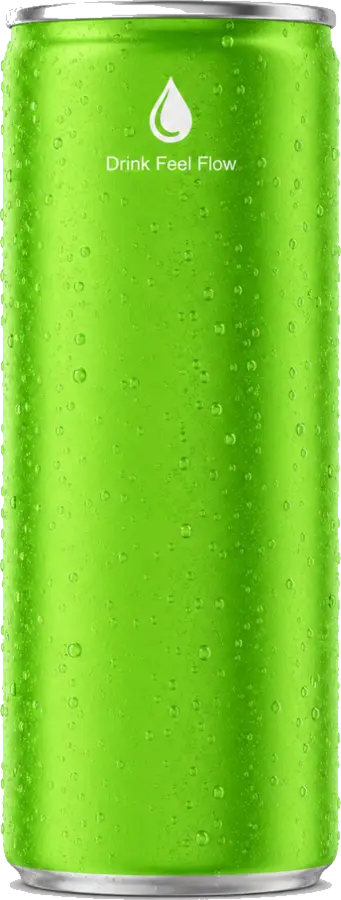 A chilled can of Drink Feel Flow Electric Lime, sparkling functional water
