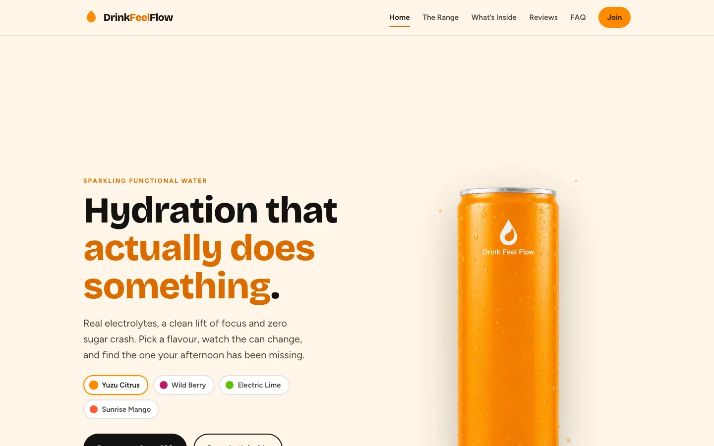 Drink Feel Flow — Drink homepage screenshot